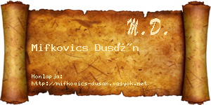 Mifkovics Dusán névjegykártya